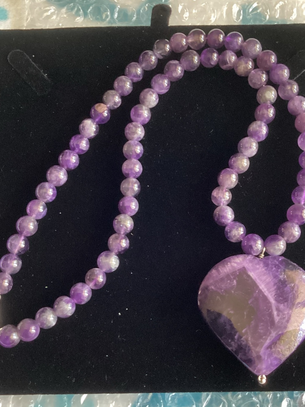 Purple Amethyst Heart Beaded Necklace